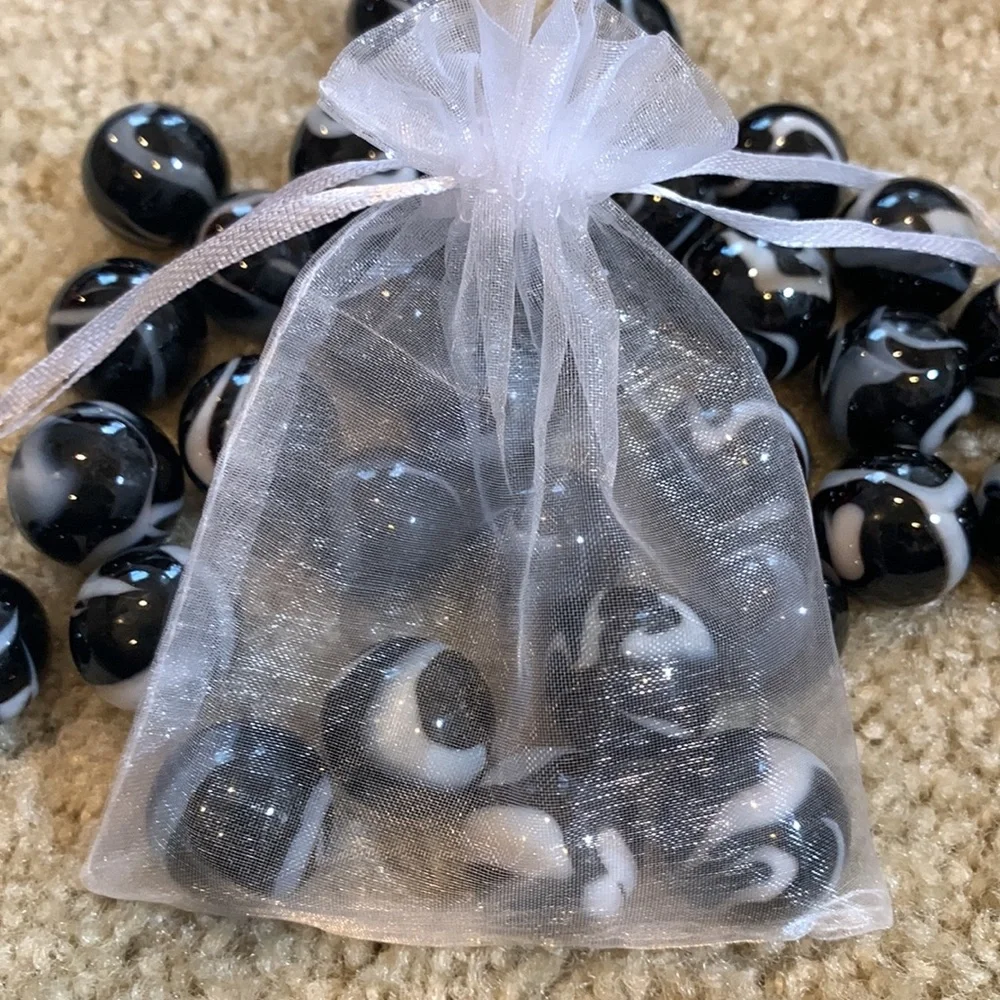 Set of 5 "zebra" mega marbles black and white - Picture 4 of 5